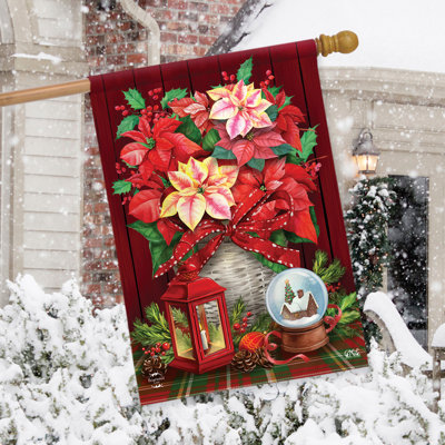 Christmas Poinsettia Basket House Flag