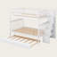 Lit superposé double au-dessus de double avec lit gigogne et escalier, conception convertible 3 en 1 en bois massif avec tablettes de rangement intégrées et garde-corps de sécurité-1326413665