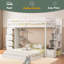 Lit superposé simple au dessus d'un lit double avec tablettes à 3 niveaux, tiroirs et escalier de rangement-1459793049
