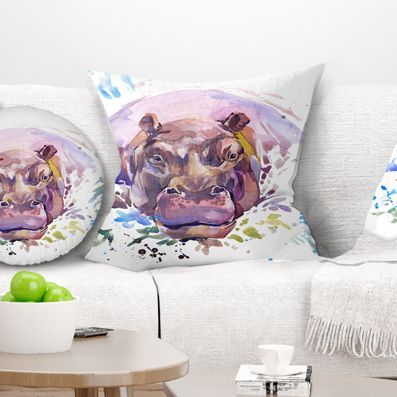 Coussin Hippopotamus, 12 po x 20 po, Rectangulaire