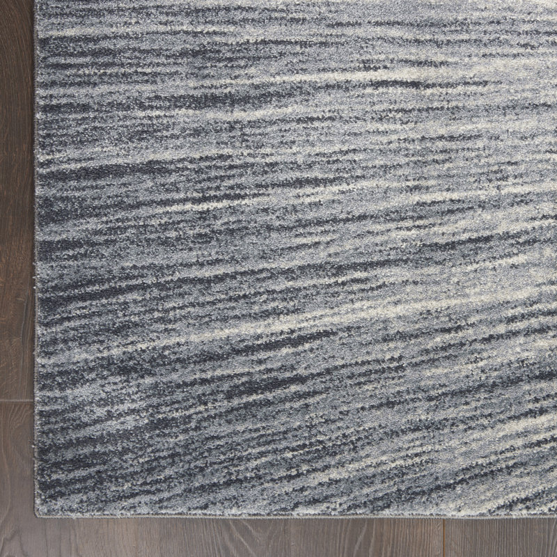 Rectangle Kyun Abstract Machine Made Polyester Area Rug in Beige/Black, Rectangle 3'10" x 5'10"