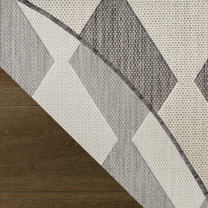 Rectangle Positano Indoor/Outdoor Area Rug, Round 6', Gray