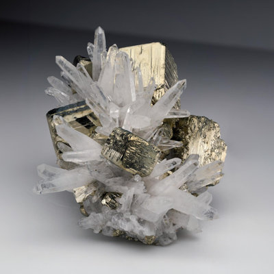 Quartz on Pyrite From Peru