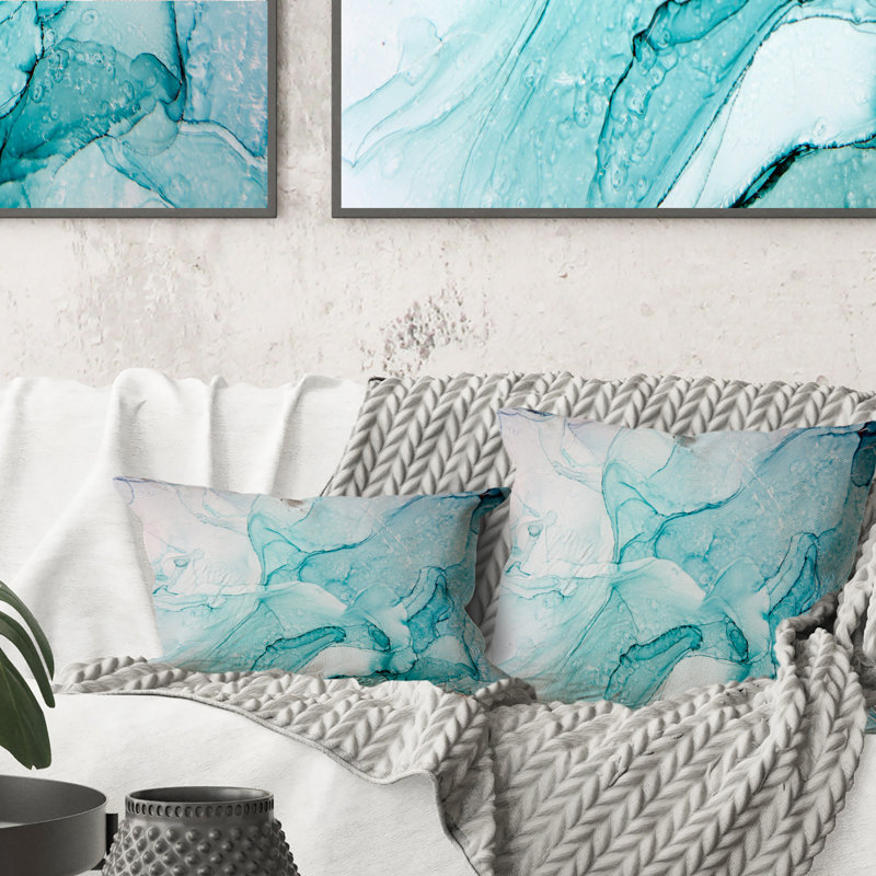 Turquoise Ink Universe - Coussin décoratif à imprimé moderne, 16 po x 16 po