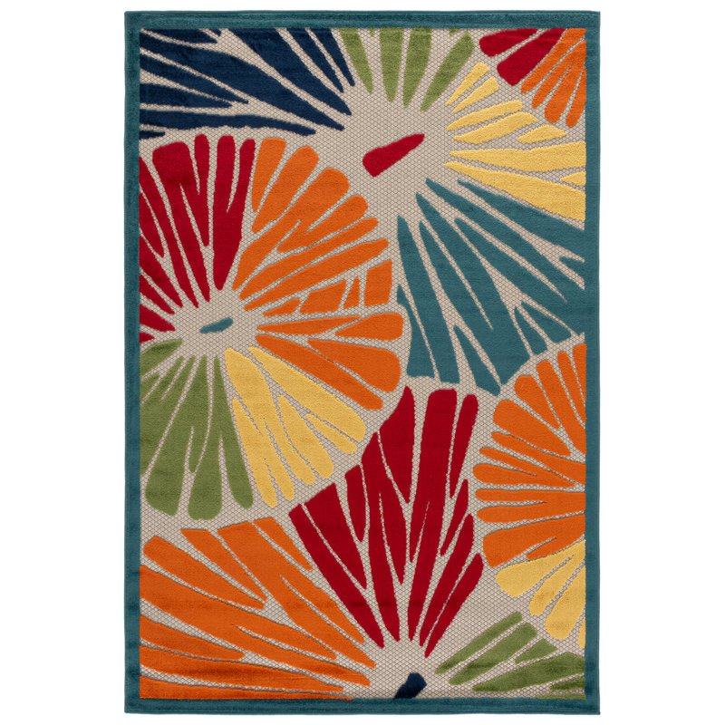 Tapis d'intérieur / extérieur à motif floral Cabana, Rectangle 4 pi 5 po x 6 pi 5 po