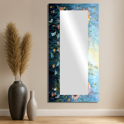 Printemps symphonie de tournesols bleus I - art mural miroir floral - imprimé sur métal