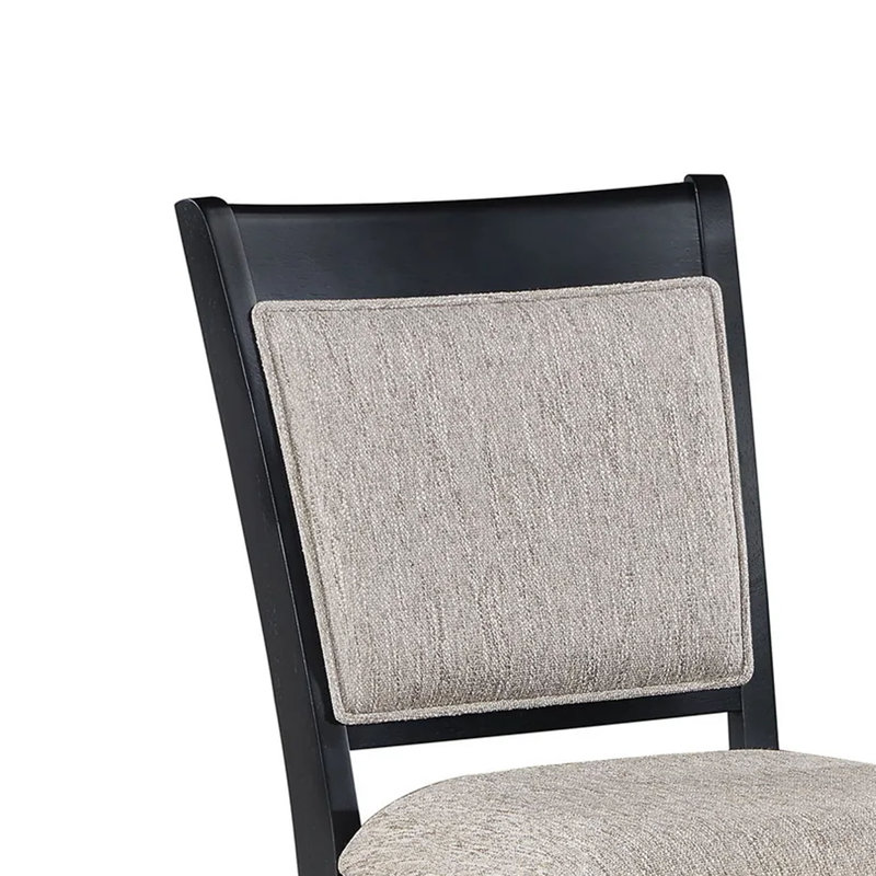 Ensemble de 2 chaises à hauteur de comptoir Filu, structure en bois noir, assise en lin gris, Noir
