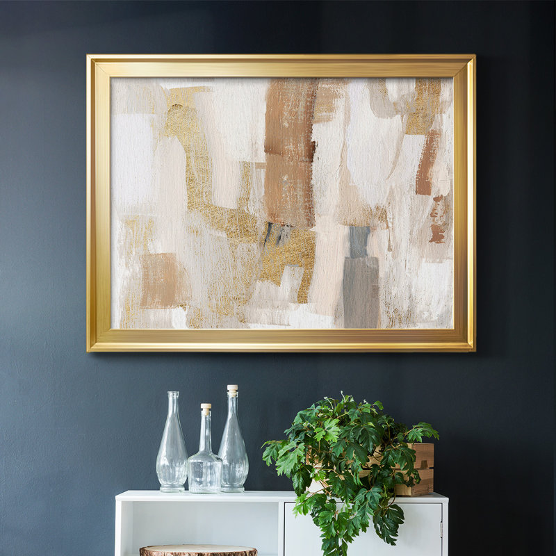 Toile tendue avec cadre doré I Quartz doré, Or, H 14 po x l 20 po x P 1,5 po