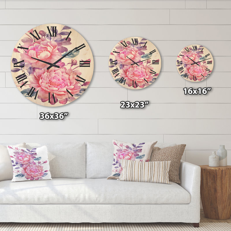 Horloge murale fleurs avec feuilles, Grand