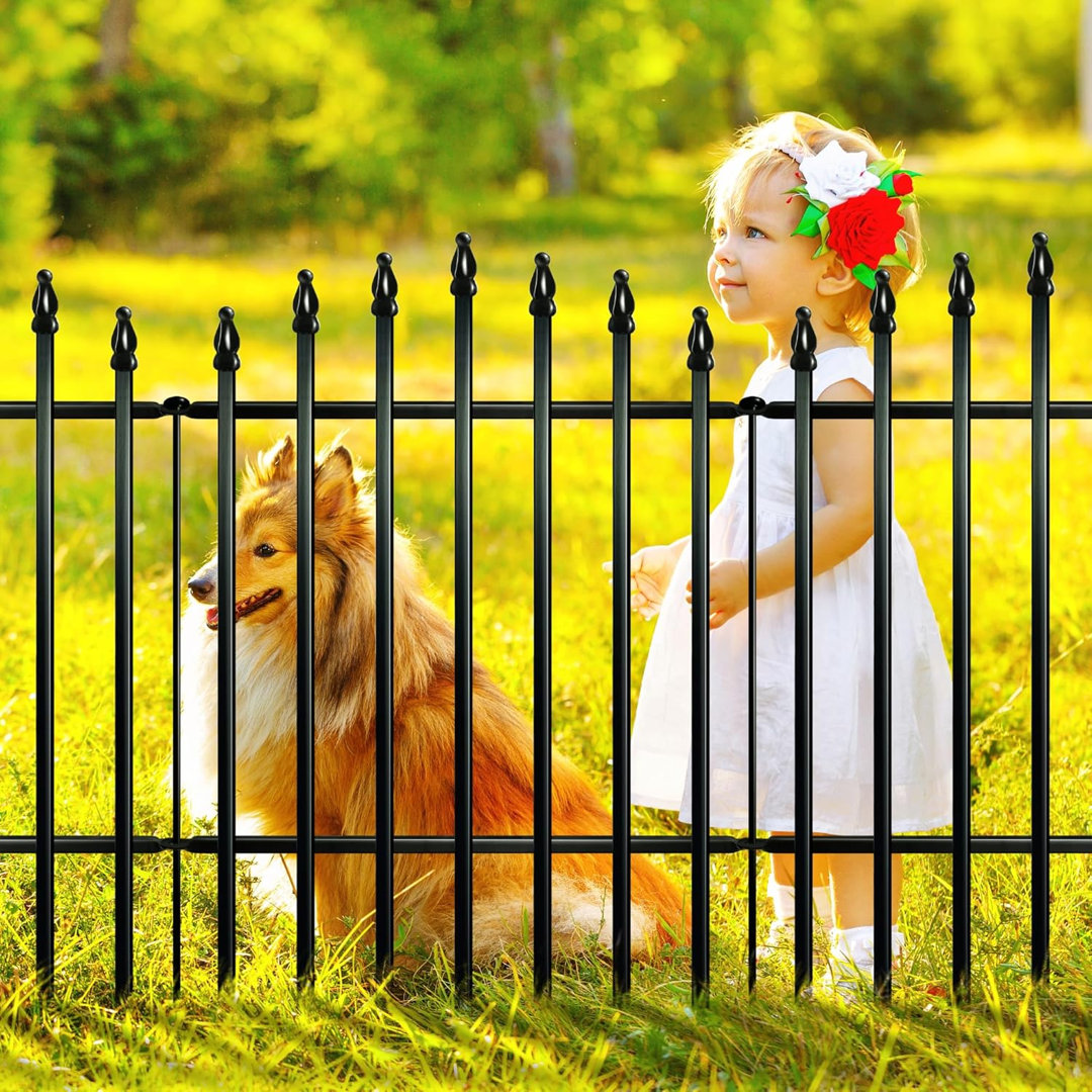 No Dig Metal Garden Fence – Rustproof Border for Small Dogs, Rabbits, Flower Beds & Lawn Edging – Black