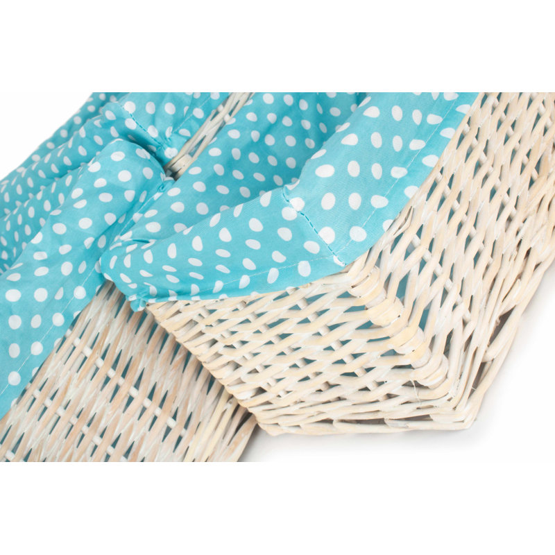 4 Piece Spotty Lined Open Storage Wicker Basket Set, Blue