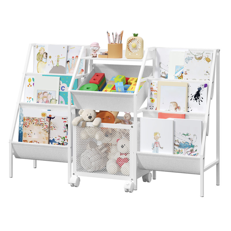 Bibliothèque à 3 niveaux avec rangement pour jouets et bibliothèque à jouets