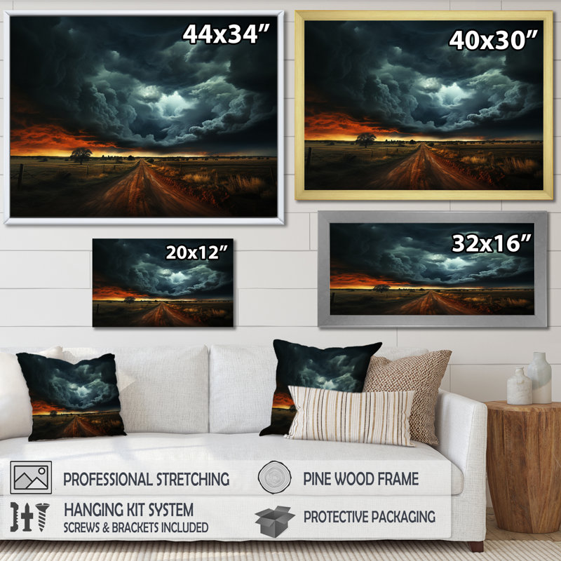 «Kolbeinn Whirling Fury On Prairies», reproduction sur toile, H 16 po x l 32 po x P 1 po, Cadre doré simple