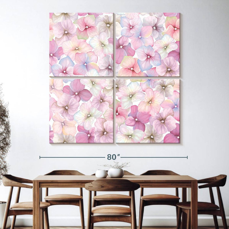 Hortensias roses dégradés Harnek, H 74 po x l 74 po