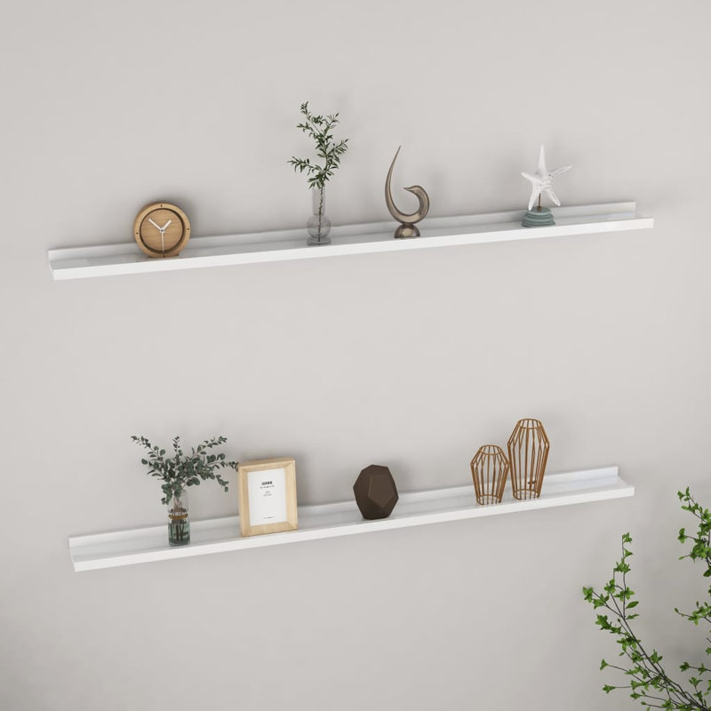 Gracelan 2 Piece Picture Ledge Wall Shelf, High Gloss White, 3 cm H x 115 cm W x 9 cm D