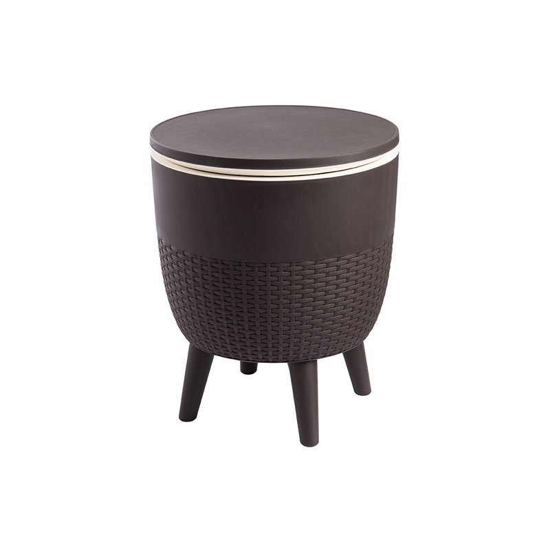 Cancun Resin Outdoor 2-In-1 Side Table and Cooler, Brown