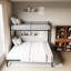 Lit simple escamotable en métal avec garde-corps et échelle intégrée, cadre convertible peu encombrant pour la chambre à coucher, noir