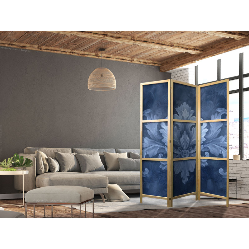 171cm H Solid Wood Folding Room Divider, 171cm H x 135cm W x 1.2cm D, 3