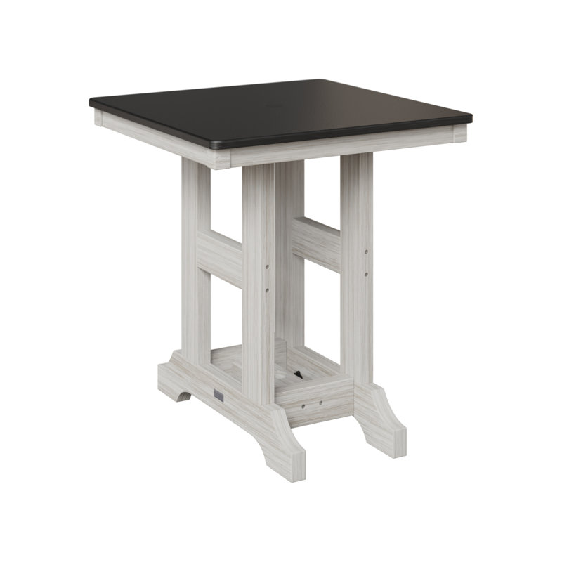 Table de bar carrée 28 po Berlin Gardens Garden Classic, H 39,5 po x l 28 po x P 28 po, Noir martelé, Coquillage
