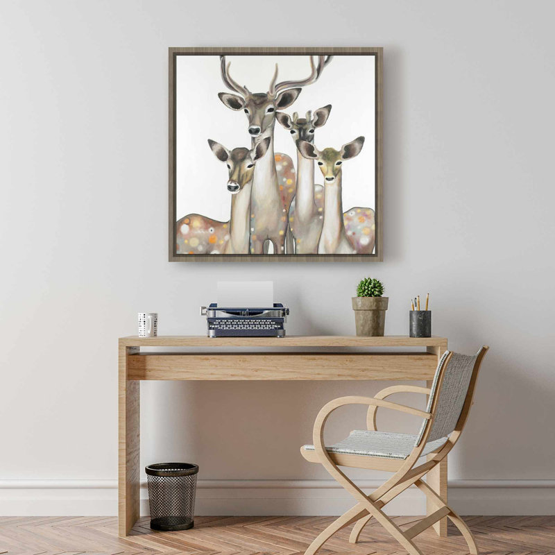 Groupe de cerfs abstraits, toile | Art mural romantique cerf