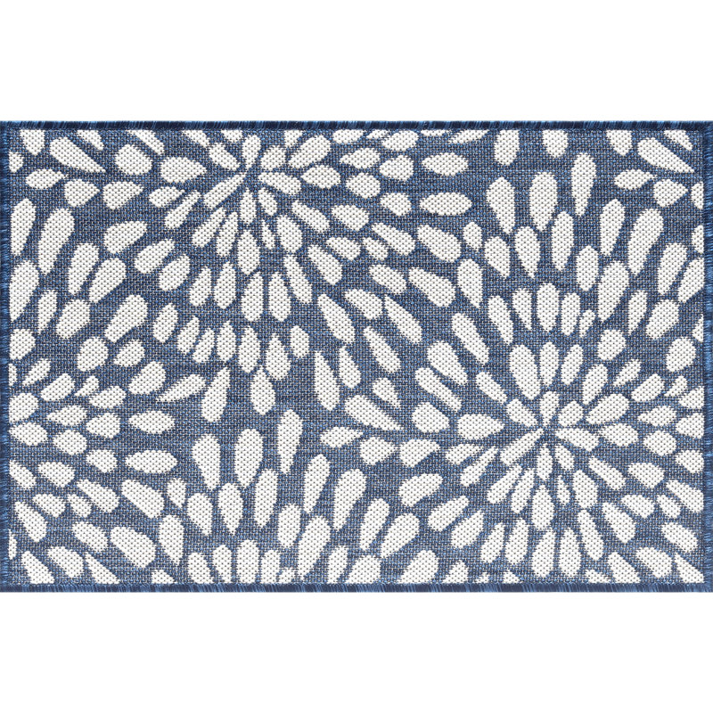 Tapis intérieur / extérieur floral tissé à la machine, Rectangle 4 pi x 5 pi 3 po