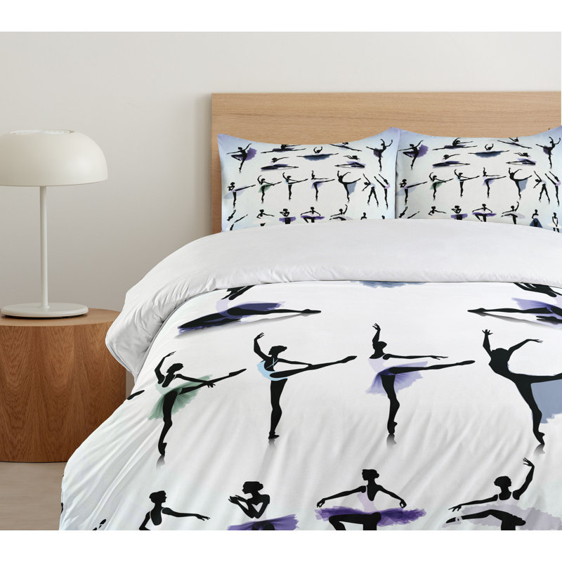 Queen Black and White Ballet Dancers Duvet Cover Set