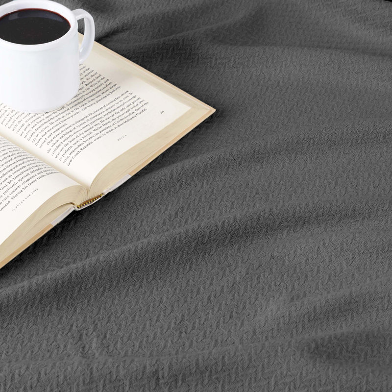 Superior Charcoal Cotton Chevron Twin Blanket