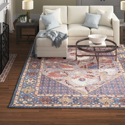 Armintha Oriental Handmade Tufted Blue/Red Area Rug