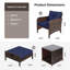 Ensemble de conversation d'extérieur en osier 5 pièces avec table et coussins bleu marine-624634400