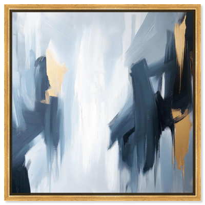 Art Remedy Grey Abstract Canvas Dynamic Strokes of Indigo I