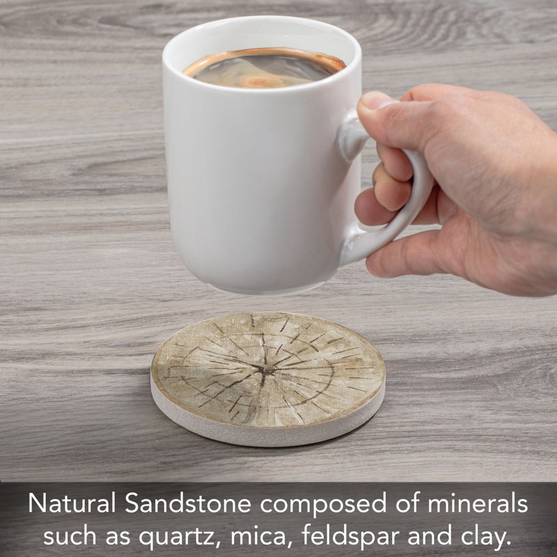 Sous-verre rond en grès Nature's Trunk Créez votre propre ensemble