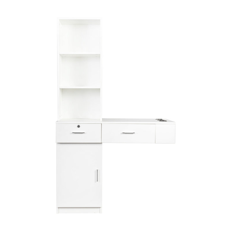 Commode de rangement haute autoportante avec tiroir verrouillable Mellissa, Blanc