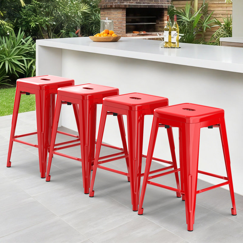 Tabouret de bar 24 po Kohki, Rouge, Set of 2