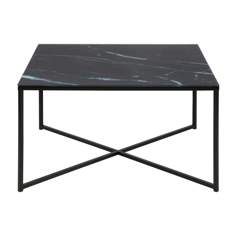 Bonilla Frame Coffee Table, 36cm H x 80cm L x 80cm D, Black Top, Brown