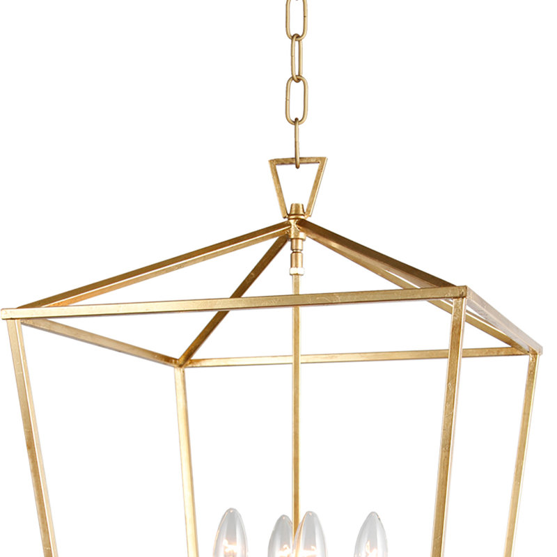 Lustre géométrique à 4 lumières Neslisah, Or, H 54,5 po x l 12,6 po x P 12,6 po