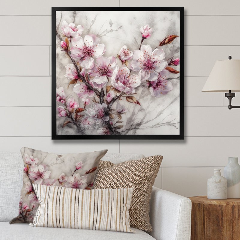 Rudelson «Blooming Cherry Blossom II», reproduction sur toile, Cadre photo noir, H 16 po x l 16 po x P 1 po