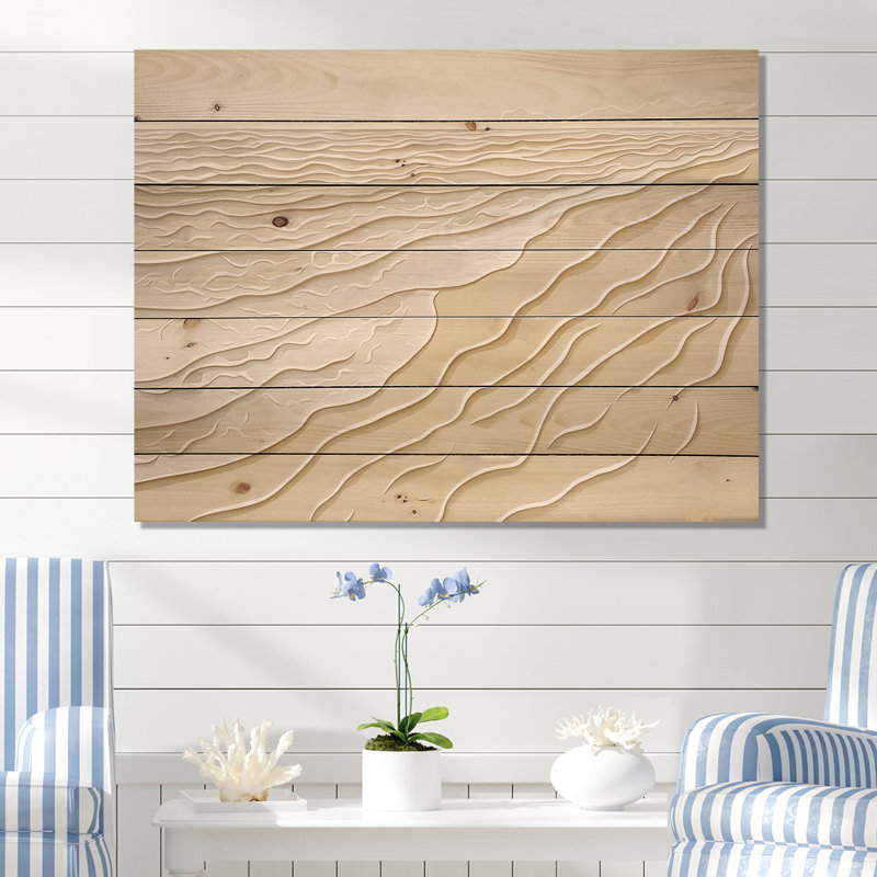 Sable doré côtier - Art mural en bois nautique sur bois de pin naturel, H 34 po x l 44 po x P 0,78 po