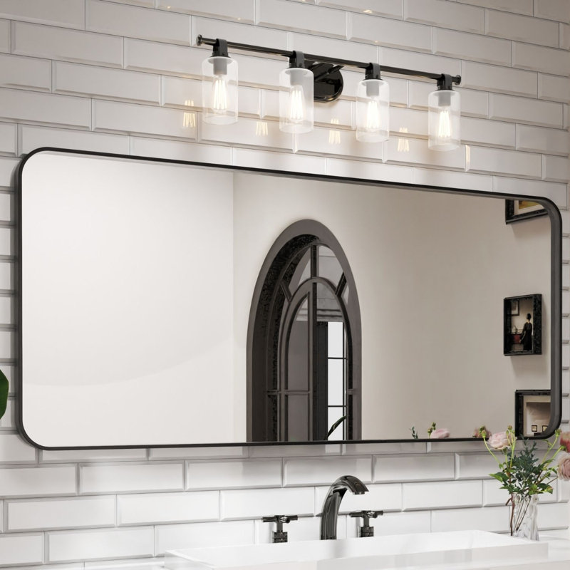 Miroir de salle de bain Waterpar, 32"H x 72"W, Noir mat