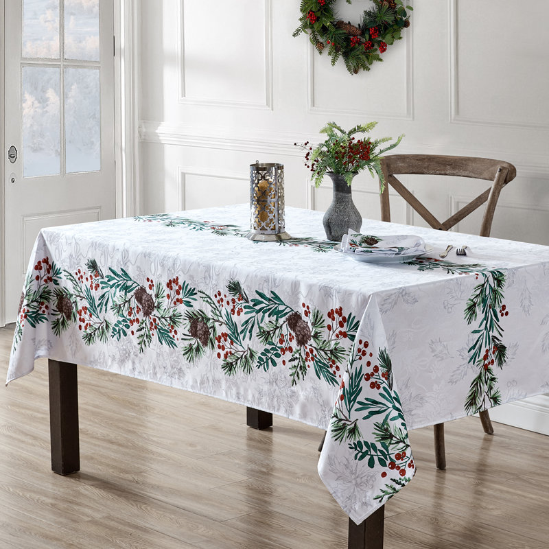 Nappe Holly Berry Flourish Holiday, 84 po x 60 po