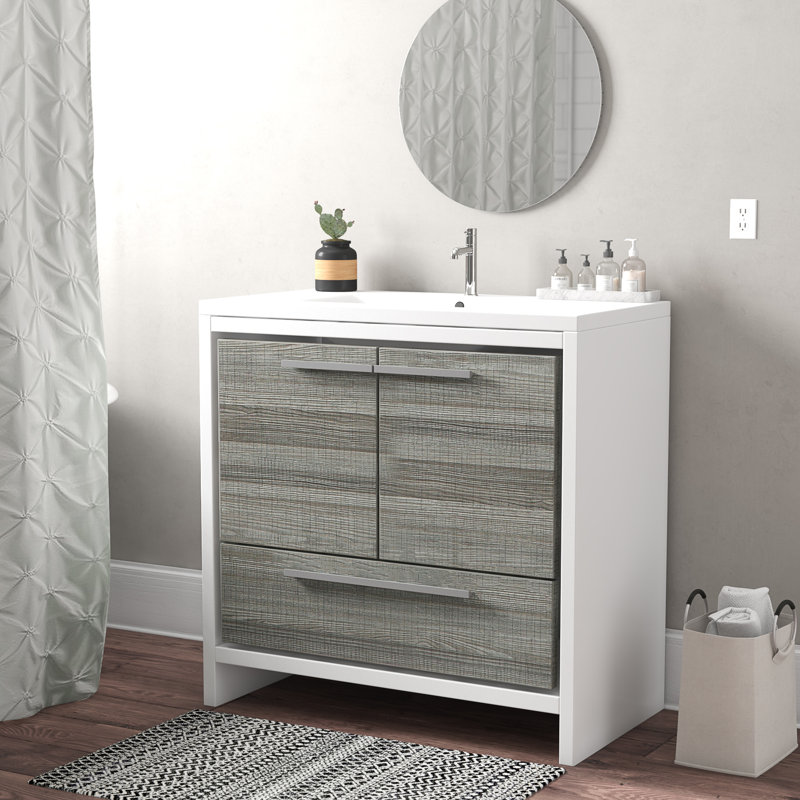 Ensemble de meuble-lavabo simple 36 po Berroa, Gris cendre très lustré