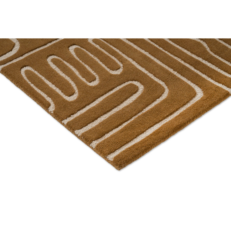 Hollow Handmade Wool Abstract Area Rug, Tan, Runner 2'7'' x 9'10''