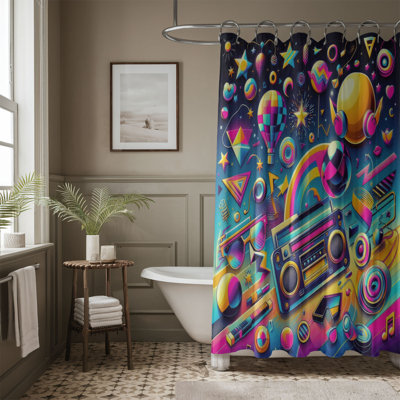 Elzy Neon Splash - 1 Piece Standard Shower Curtain