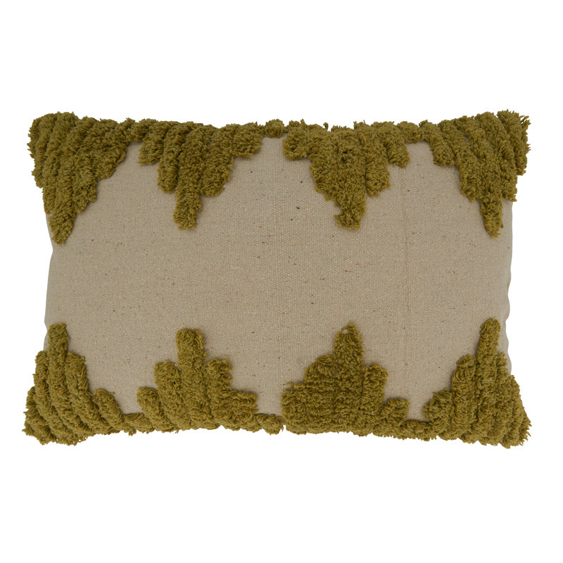 Chartreuse Tufted Cotton Lumbar Throw Pillow Cover 13"x20"