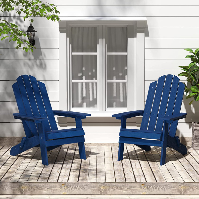 Outdoor Folding Adirondack Chair With Cup Holder Easy to Assemble and Comfortable Adirondack Chairs All Weather Composite Plastic Chair for Outside Fire Pit Patio Lawn Garden Backyard Use
