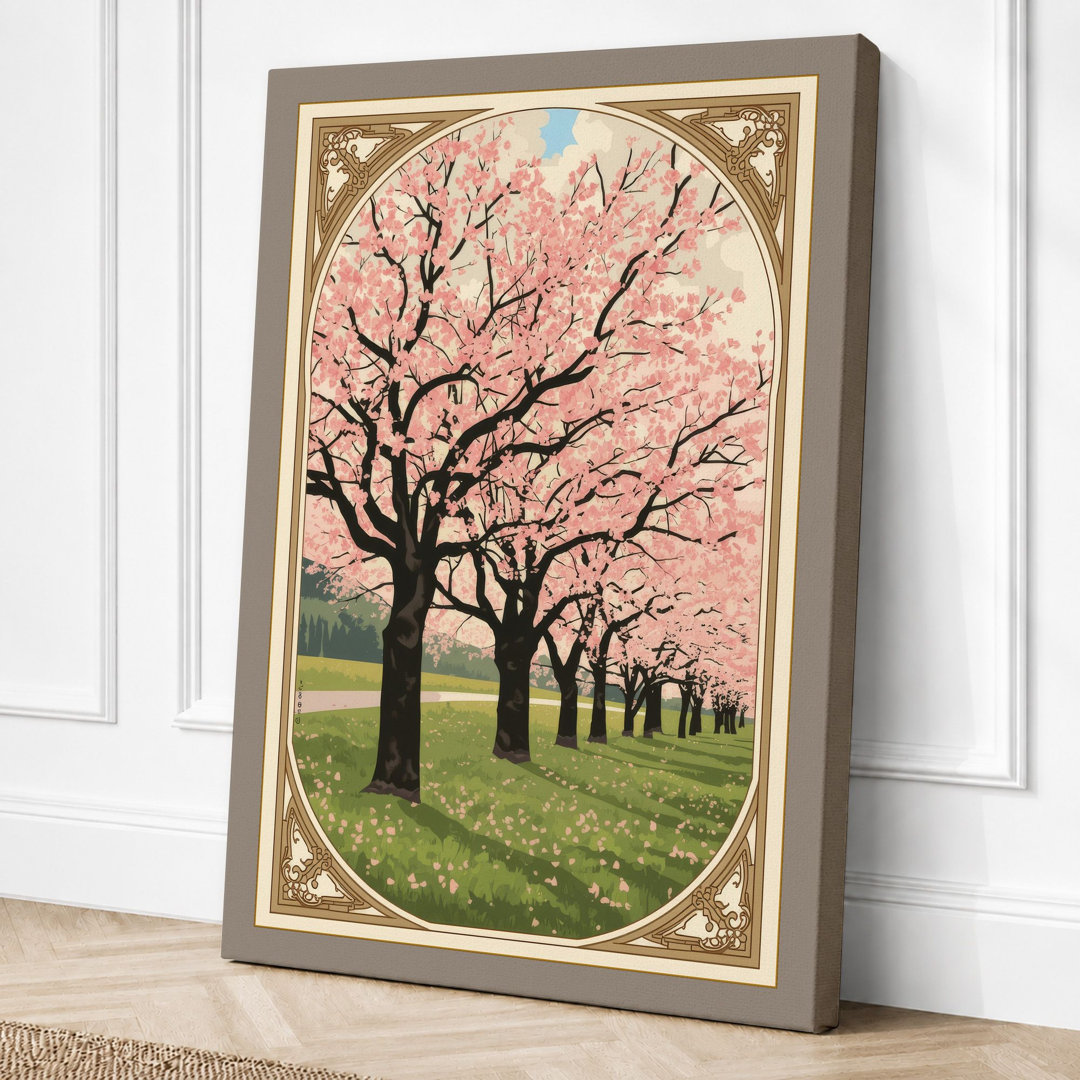 Cherry Blossom Path Vintage - Wrapped Canvas