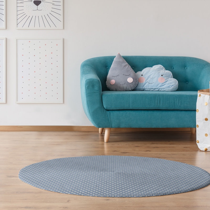 Chenille Geometric Indoor Rug, Round 5'