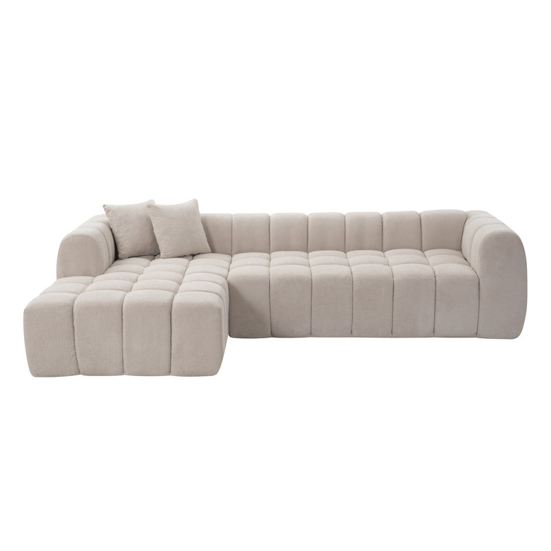Canapé modulaire 1 pièce l 111,3 po x P 70,8 po x H 25,5 po, Brun clair bouclé