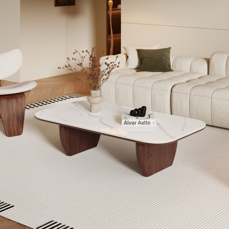 Table basse 51,2 po, Marble, Blanc / brun