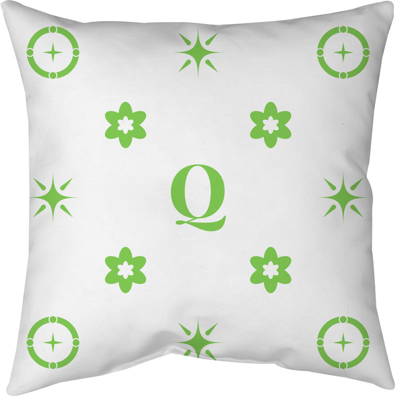 Coussin en polyester Spun, Vert / blanc / crème, Oui