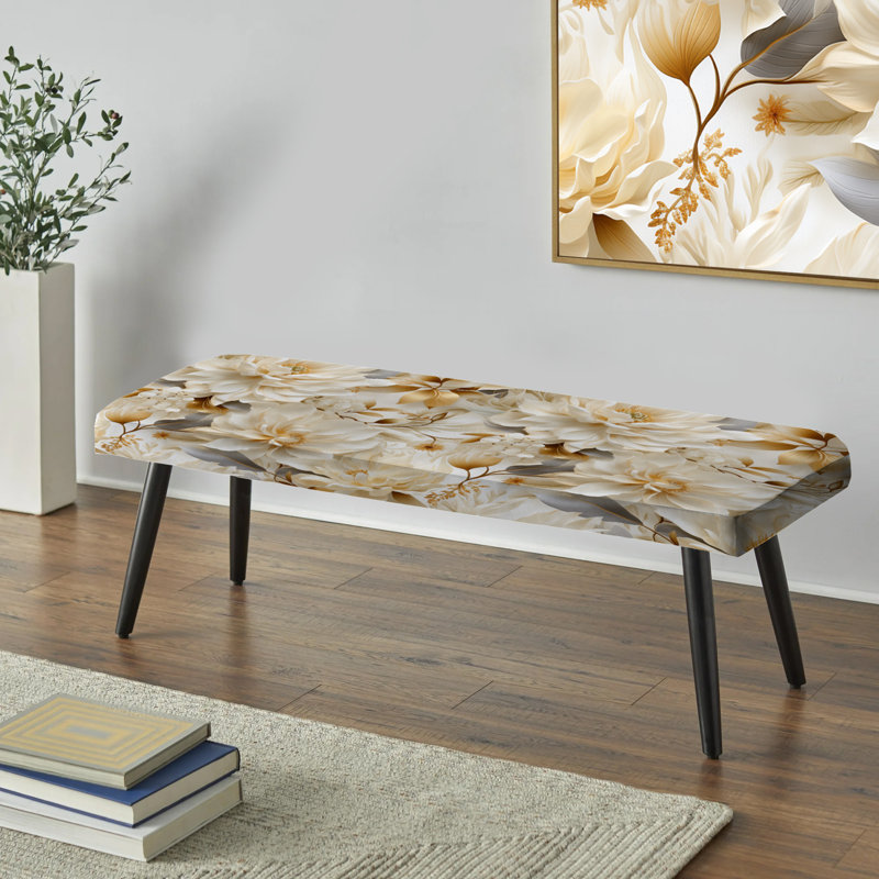 Banc de fleurs blanches à motif floral bohémien à motif bohème I